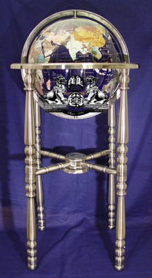 Unique Art Since 1996 Collector's Edition Blue Jasper Globe with Silver Stand