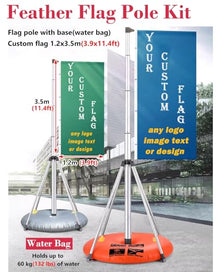 Innovz Extendable Feather Flag Pole Kit 4 Pack, Custom Advertising Feather Flags for Business Outside, Rectangle Feather Banner with Pole & Base