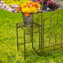 8 Feet Tall Garden Gate Archway with 2 Side Plant Stands Genevieve (Antique Bronze)