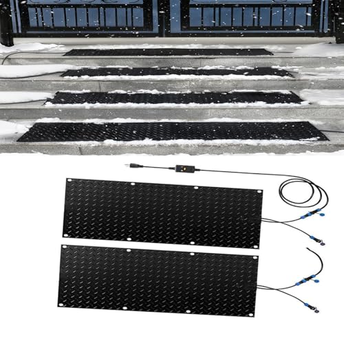 IOUYUP Outdoor Snow Melting Mats - Anti-Slip Winter Mats for Stairs, Roofs - 360W PVC Rubber Heating Mats for Snow Removal(40x120cmx2Pcs)