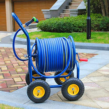 CFDZCP Garden Hose Reel Cart with Hose, Large Hand-Pushed Wheeled Water Pipe Storage Rack, Household Cleaning Wall and Floor Water Pipe Rack with Water Pipe, Garden Irrigation(+DN15 150m Pipe)