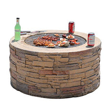 Fire Pits Outdoor Garden Wood-Burning Fire Pit Barbecue Grill, Backyard Patio Outdoor Imitation Stone Fireplace