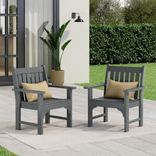 Costaelm Outdoor Dining Chairs with Arms Set of 2, Patio HDPE Garden Dining Table Chair, Poly Lumber Waterproof Restaurant Bistro Farmhouse Chairs for Outside Porch Backyard, Gray