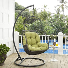 Pemberly Row Modern Metal Outdoor Swing Chair in Gray/Peridot