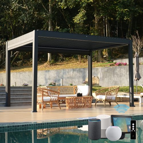 SmartWings Electric Louvered Pergola with Remote, 10 x 13FT Free Standing