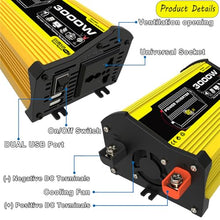 OLONETO 3000W DC 12V to 220V/110V AC Inverter＋100W18V Folding Solar Panel＋50A Solar Charge Controller Suitable for RV Home Off-Grid System Solar Power Bank Off-Grid Solar Kit(Yellow,12V-110V)
