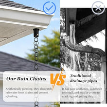 Black Rain Chain 14.8Ft, Japanese Gutter Drainage Link For Downspouts, Durable Metal Eaves Water Diversion Decor For Garden Porch Patio Courtyard, Elegant Outdoor Splash Control Feature(10m(33ft))