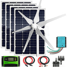 AUECOOR 12 Volts 880 Watts Solar Panel Wind Turbine Hybrid System Kit:4pcs 120W Glass Monocrystalline Solar Panel +400W Wind Turbine Generator+Accessories