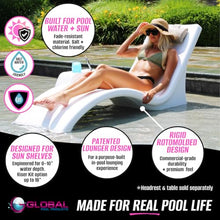 Global Pool Products 2 Set Lounger Chairs – Rotomolded Pool Lounge Chairs, UV-Resistant, Salt & Chlorine Friendly, 300 lb Capacity, White GPP-LF-LC-W