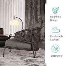 KPHYMOD 3 Piece Outdoor Patio Furniture Sets with Imitation Marble Coffee Table, Wicker Conversation Set for Porch Deck