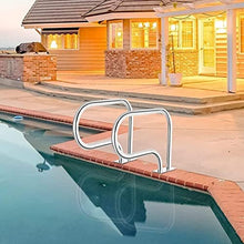 Pool Handrail Handle Grab Rails Swimming Pool Rail Pool Railing Swimming Pool Stair Rail Pool Handrail,Outdoor Handrail Easy Mount Handrail with Base Plate,Full Set Accessories,Silver