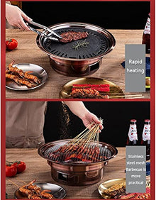 Stainless Steel Barbecue Grill, Iron Plate Barbecue, Fast Heating, NonStick, Convenient Household Round Small Barbecue Grill, Outdoor Cooking,A,40CM (B 40 cm)