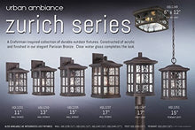 Urban Ambiance Luxury Craftsman Outdoor Post Light, Medium Size: 16.5" H x 9.5" W, with Tudor Style Elements, Highly-Detailed Design, Oil Rubbed Parisian Bronze Finish and Water Glass, UQL1247