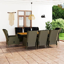 AMBERARD Patio Dining Set Set of 8 Brown Round PE Rattan 9 Piece Set Furniture Set
