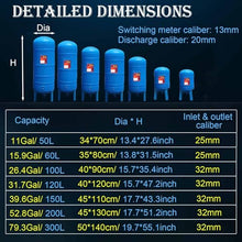 ARTSZY Home Small Well Tank for All Seasons, Pressure Tank for Domestic Water/Irrigation, Automatic Indoor/Outdoor Pressure Tank for Well Pump(31.7Gal/120L (15.7 * 47.2 in))