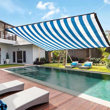 10x10m Heavy Duty UV Blocker Shade Sail Canopy - Waterproof Tear Resistant Perfect for Garden Patio Greenhouse Car Shelter - Blue Stripe Design