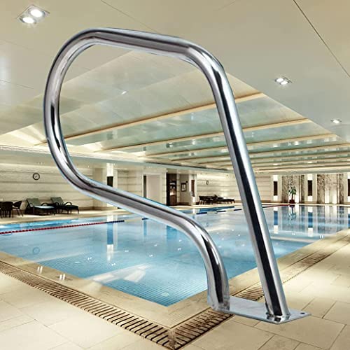 LMMIAMZ Pool Handrail,Stainless Steel Pool Handrail - Curved Easy Mount Grab Rail with Complete Accessories, Durable 1.0mm Thick Swimming Pool Stair Safety Rail, Ideal for Secure