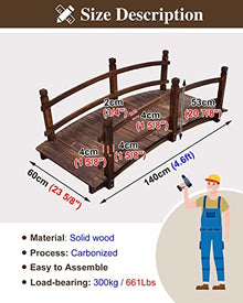 Katzowen Wooden Garden Bridge Arch Backyard Garden Bridge 1.4m/4.6ft, Japanese Style Pond Bridge Decorations, Deck Patio Shed Footbridge, Small Garden Walkway Bridges