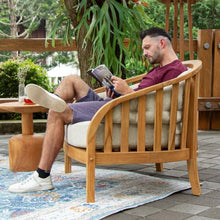 Cambridge Casual Cove Teak Wood Oversize Outdoor Lounge Chair – Patio Seating with Tufted Tan Cushion, Weather‑Resistant Club Chair, 500 lb Capacity