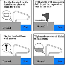BSNANCA Swimming Pool Safety Hand Rail 304 Stainless Steel Pool Guardrail Pool Safety Handrail, Silver Pool Handrail with Quick-Mount Base,Full Set Accessories, 1pcs or 2pcs