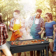 NEWCES Barbecue Desk Portable Charcoal Grill Black Metal Foldable BBQ Grills Outdoor Cooking Charcoal Barbeque for Picnic Camping Patio Backyard Cooking - 23.62×8.66×12.99 inch Tabletop Barbecue