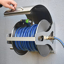 JTYMZYY Portable/Wall Hose Reel Set, Outdoor Hose Holder Storage, Heavy Duty Garden Hose Reel with Flexible 2/1" PVC Rubber Hose, Home Hose Storage Solution,20M