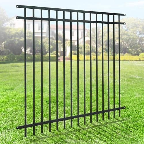 Fencer Wire Heavy Duty Flat Top Fence Barrier Panel, 5FT Height X 6FT Width Anti-Rust Metal Fencing Panel, Steel Outdoor Decorative Garden Fence Panel for Yard, Pool, Patio, Single Panel