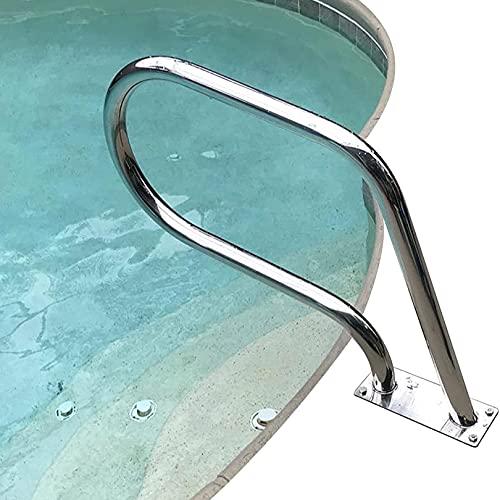 MSHOSAC Swimming Pool Handrail 32"x22.5" Pool Railing for Inground Pool Entry 304 Stainless Steel Spa Handrail Rustproof Pool Rail with Quick Mount Base