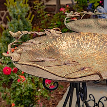 Zaer Ltd. Set of 3 Aged Copper Finish Parisian Birdbaths with Leaves and Butterflies or Birds on Edge (Set/3 with Birds)