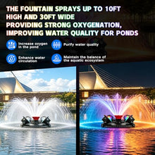1HP Floating Pond Fountain Aerator With 4 RGB Lights