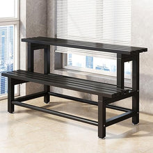 2 Tier Stair Style Large Metal Plant Stand Garden Display Shelf Modern Flower Pot Holder Storage Organizer Rack For Indoor Home Outdoor Patio Balcony Yard Practical Flower Rack (Black Rectangle