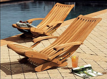 WholesaleTeak New 7 Pc Luxurious Grade-A Teak Dining Set - 60" Round Table and 6 Multi Position Folding Reclining Warwick Arm Chairs #WHDSWR2