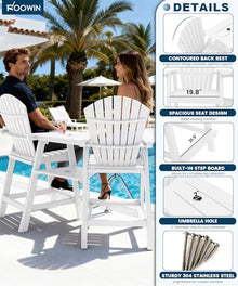 FOOWIN Tall Adirondack Chairs Set of 4 with Double Connecting Trays