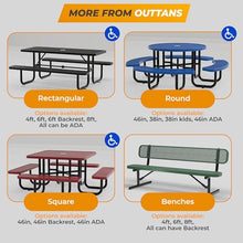 OUTTANS Commercial Metal Picnic Table (Green, 8' Rectangular, Punched)