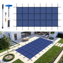FammyLoft Inground Pool Safety Cover Fits 14x30ft Pools, Winter Pool Covers for Inground Pools, Swimming Pool Cover with Hardware Kit Included, Triple Stitched Mesh, Blue