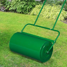 BCSRVCE Iron Lawn Roller,Lawn Roller Drum Roller Push Tow Behind, Water Sand Filled Roller for, Lawn, Backyard (24in, Green)