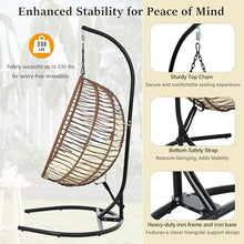 Merax Folding Hanging Egg Chair with Stand, Indoor Outdoor Wicker Hammock Swing Chair with Adjustable Anti-Slip Feet for Balcony, Bedroom, Garden