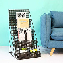 Rack Creative Wrought Iron Mobile Office Flower Stand Simple Living Room Floor Newspaper Rack (Color : Black Size : 35.5 47.5 72CM)