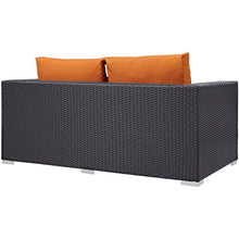 Modern Contemporary Urban Design Outdoor Patio Balcony Loveseat Sofa, Orange, Rattan