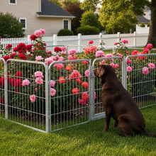 Kozy Kennels Decorative Outdoor Garden Fence - 40in, 32 Panels - Grey Heavy Duty Metal Fencing w/Anti-Rust Coating & Extra Wide Gate for Yard, Flower Bed Border, Dog & Animal Barrier