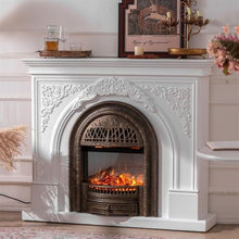 Decorative Fireplace Traditional Style Freestanding Fireplace with Mantel, Birdcage Shaped Core and 3D Realistic Flame(Silver)