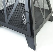 Deko Living Outdoor Steel Pyramid Wood Burning Fire Pit with Black Powder Finish, Spark Screen, Poker Tool, and Protective Storage Cover
