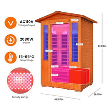 48.8" 2 Person Outdoor Infrared Sauna Room,Fir & Red Cedar Wood Home Spa Cabin,8 Epoxy Heating Panels,2000W,LED Ambient & Beauty Lights,Bluetooth Speakers Adjustable Temperature,Relaxation Retreat