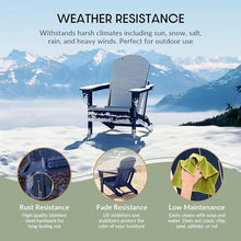WestinTrends Malibu 3-Pieces Adirondack Chairs Set with Side Table, All Weather Outdoor Seating Plastic Patio Lawn Chair Folding for Outside Porch Deck Backyard, Navy Blue