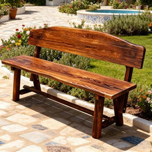 YYBHKHBY Outdoor Bench 47" Solid Wood Bench One-Piece Panel,Hardwood Benches with Backrest Cast Iron Chair Legs,Weather-Resistant Bench for Patio Furniture Garden Decor,Brown 1,47.2x12.2x27.9In