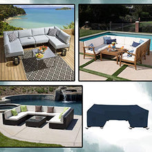 Patio U Shape Sofa Cover 12 Oz Waterproof - 100% UV & Weather Resistant Customize Outdoor sofa Cover with Air Pockets and Drawstring with Snug Fit (33" H x 120" W x 35" D, Blue)