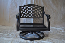 Nassau Outdoor Patio Set of 2 Swivel Rocker Club Chairs Dark Bronze Cast Aluminum, Walnut Cushions