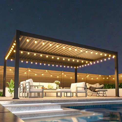 Pergola 12' x 16' with Aluminum Frame and Adjustable Louvered Roof