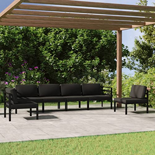 QINXIXINAIXI 6 Piece Patio Lounge Set with Cushions Aluminum Anthracite