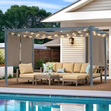 Aoodor 10 x 13 ft Outdoor Pergola with Retractable Shade Canopy, Brown